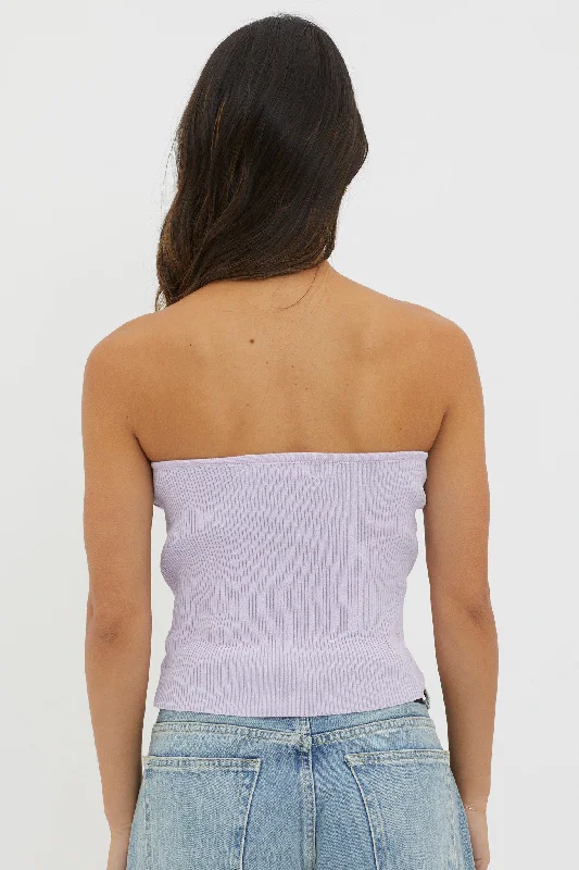 Flora Strapless Knit Top Lilac