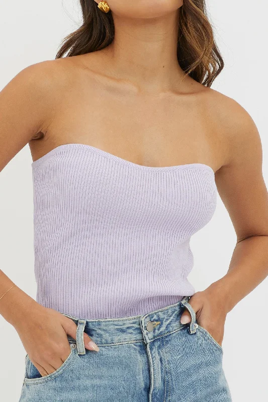 Flora Strapless Knit Top Lilac