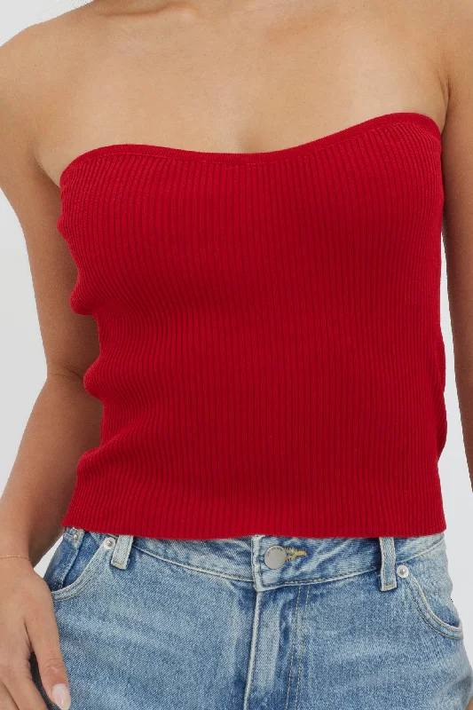 Flora Strapless Knit Top Wine