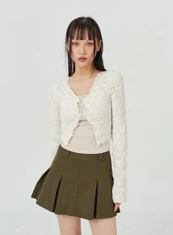 Lace Textured Crop Cardigan CM317