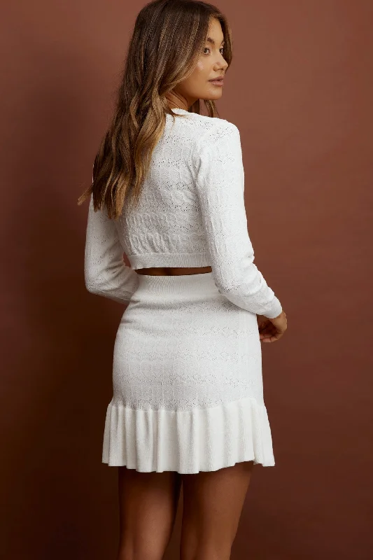 Legacy Crop Knit Cardigan White