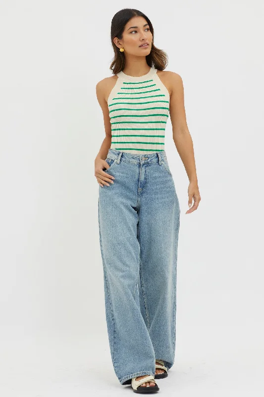 Made It Ribbed Knit Top Stripe Green