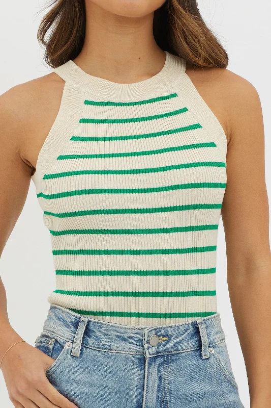 Made It Ribbed Knit Top Stripe Green