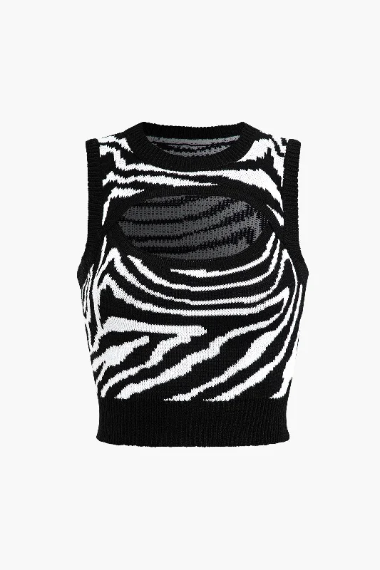 Zebra Cut Out Knit Vest