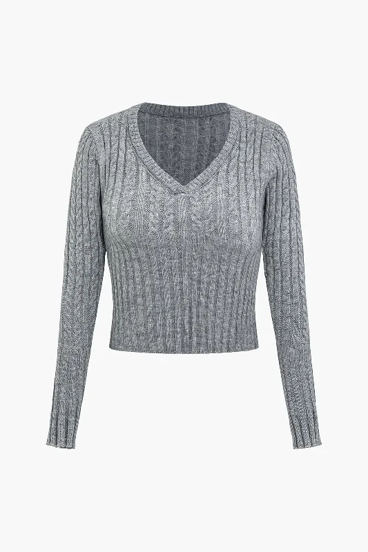 Solid Sweater Long-Sleeve Top