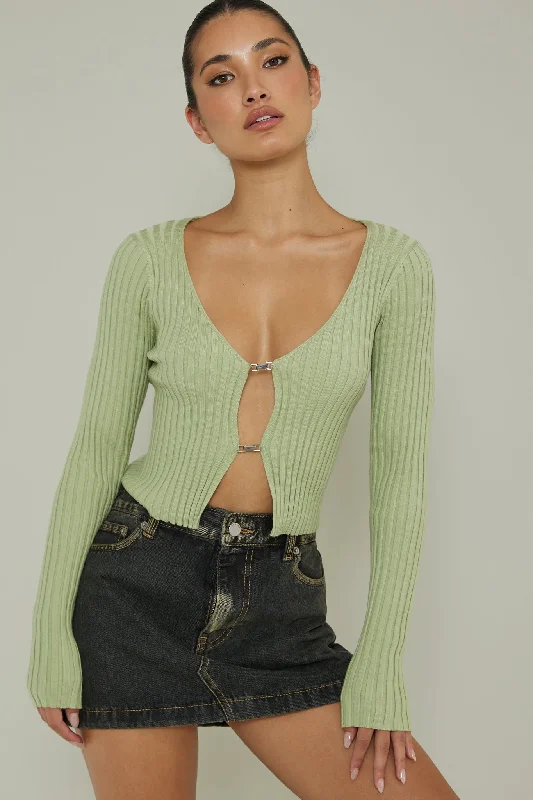 New School Long Sleeve Top Light Sage