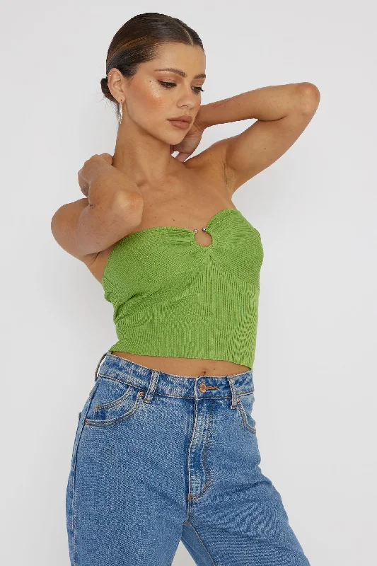 Real Talk Sweetheart Neckline Top Green