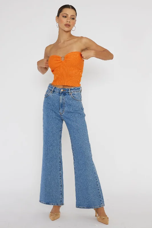 Real Talk Sweetheart Neckline Top Orange