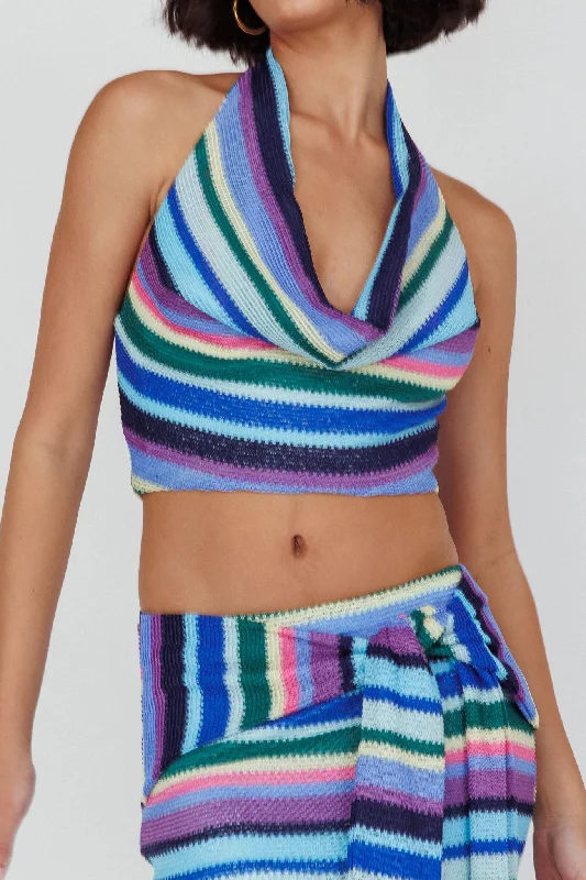 Sammi Halter Crop Top Purple Multi