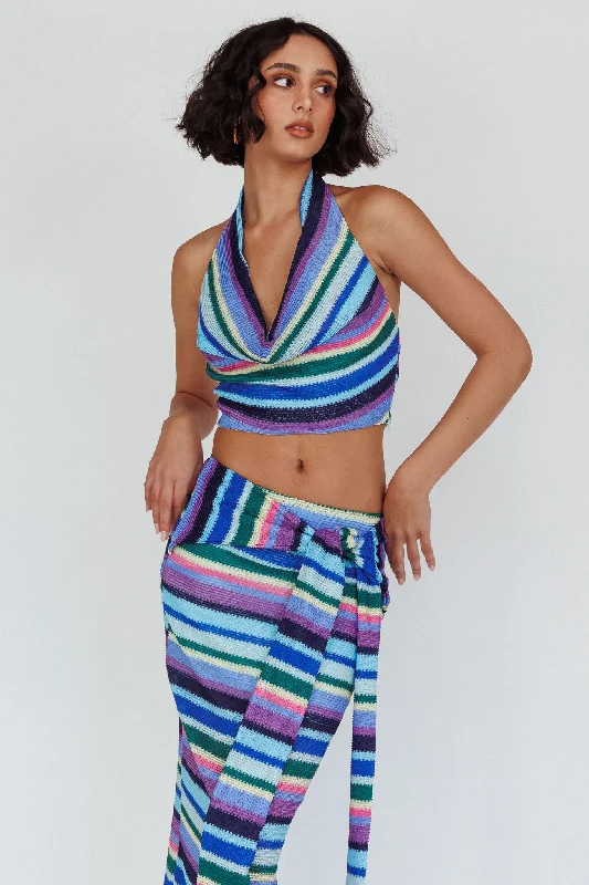 Sammi Halter Crop Top Purple Multi