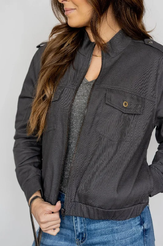 Simple Shoulder Accented Bomber Jacket