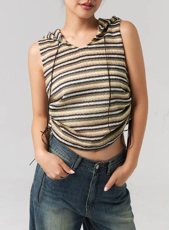 Sleeveless Stripe Hoodie CL305