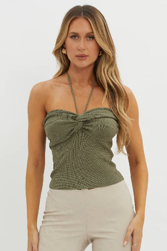 Solitude Twist Bust Knit Top Sage