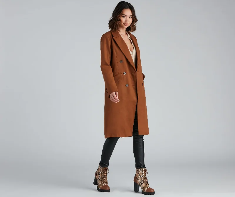 Timelessly Classic Faux Wool Trench Coat