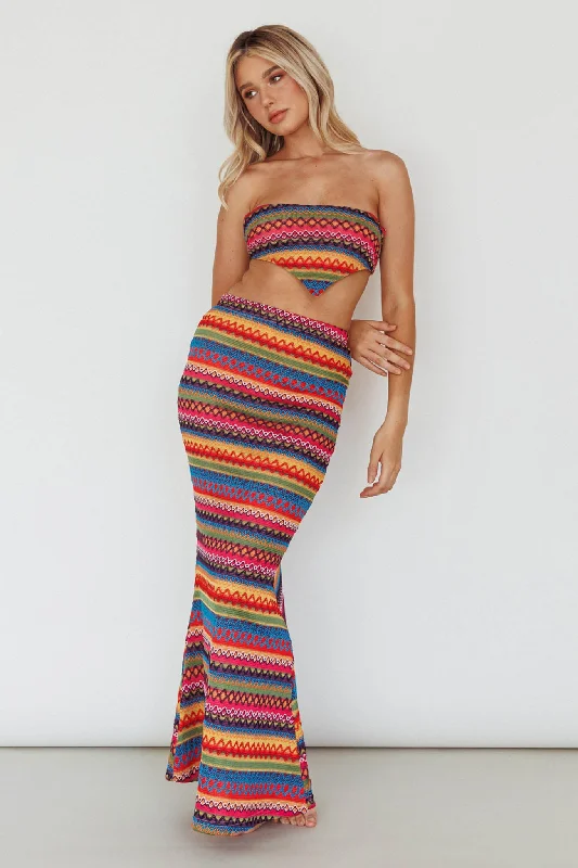 Tulum Tied Back Crop Top Pink Multi