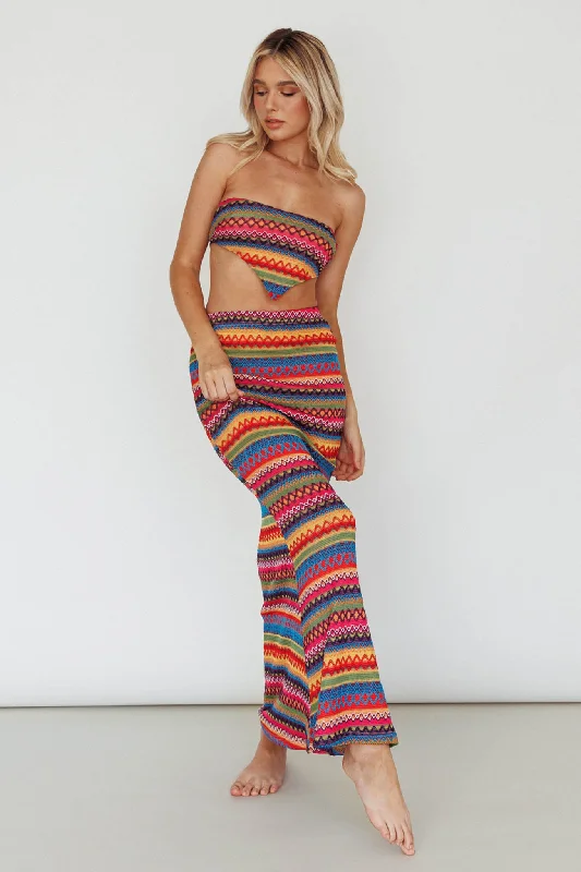 Tulum Tied Back Crop Top Pink Multi