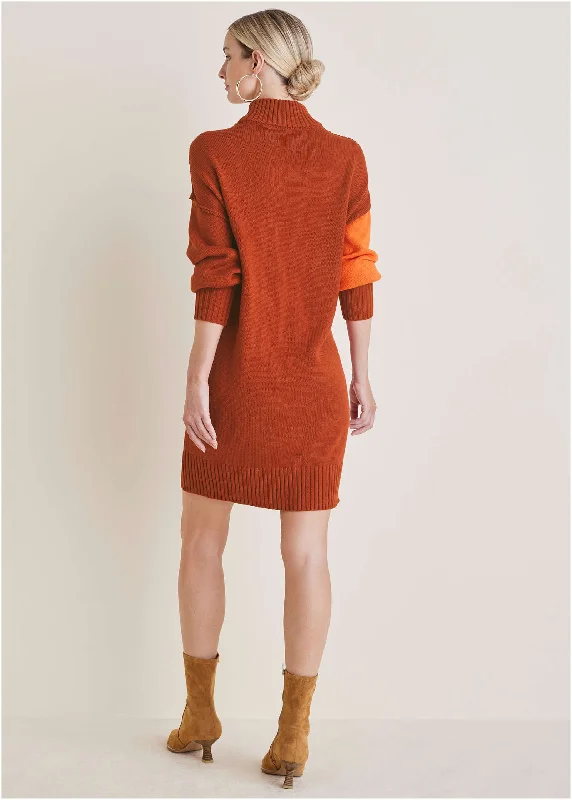 Colorblock Sweater Dress - Summer Fig