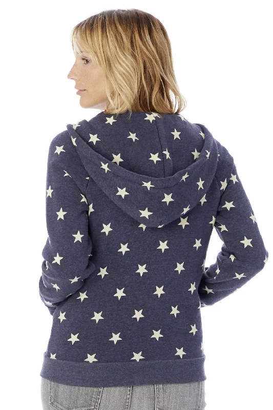 Alternative Womens Adrian Eco Fleece Full Zip Hooded Sweatshirt Hoodie - Stars