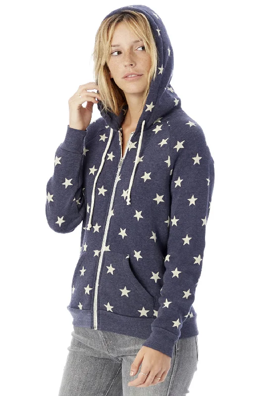 Alternative Womens Adrian Eco Fleece Full Zip Hooded Sweatshirt Hoodie - Stars