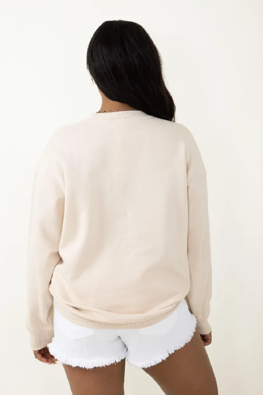 Hampton Embroidery Sweatshirt for Women in Cream | T864-CREAM