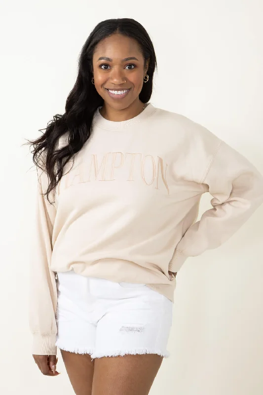 Hampton Embroidery Sweatshirt for Women in Cream | T864-CREAM