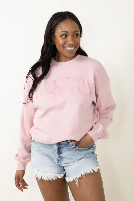 Hampton Embroidery Sweatshirt for Women in Pink | T864-PINK