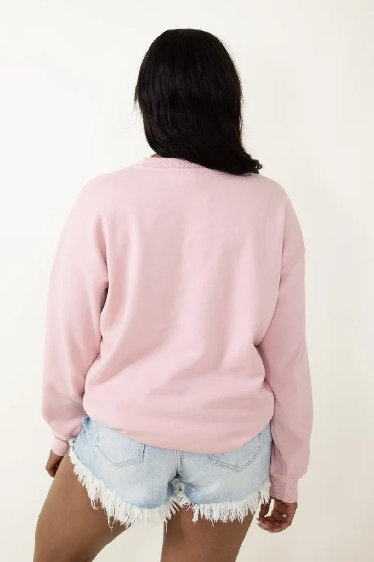 Hampton Embroidery Sweatshirt for Women in Pink | T864-PINK