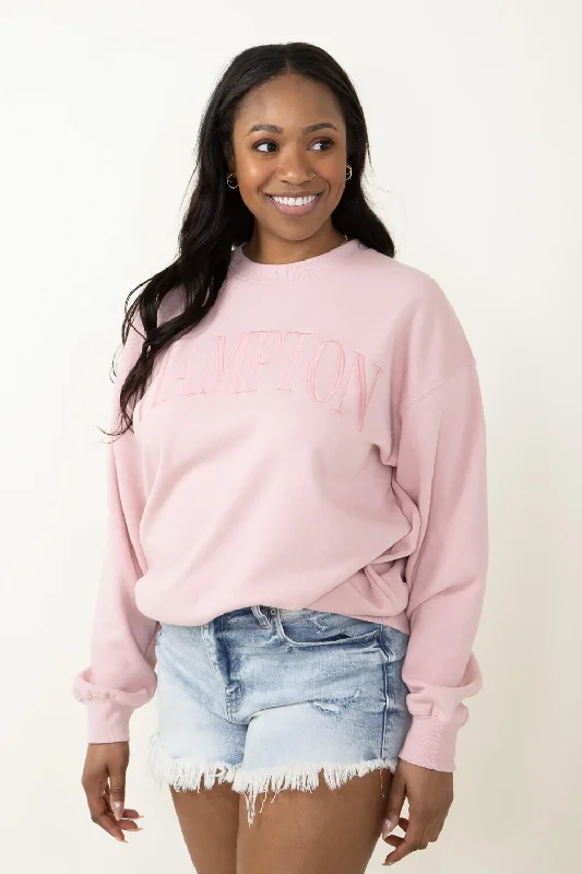 Hampton Embroidery Sweatshirt for Women in Pink | T864-PINK