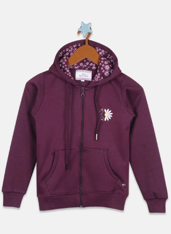 Girls Purple Solid Sweatshirt