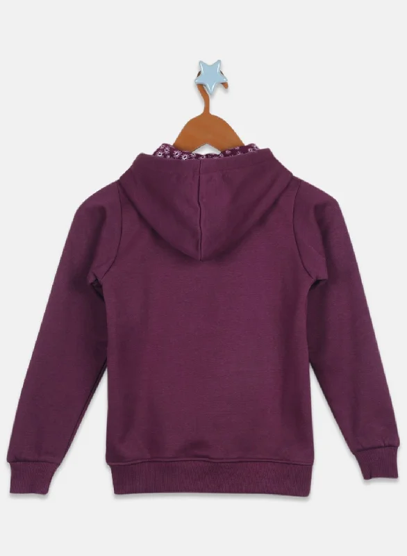 Girls Purple Solid Sweatshirt