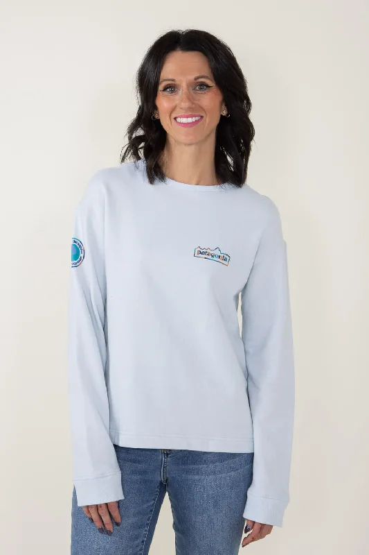 Patagonia Women’s Long Sleeve Unity Fitz Wildrise Crewneck in Chilled Blue | 39689-CHLE