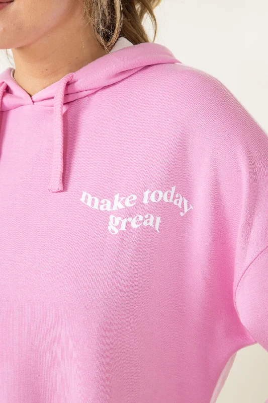 Simply Southern Color Block Make Today Great Cropped Hoodie for Women in Pink | PP-0124-HD-CLRBLK-WORRY