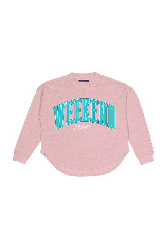 Simply Southern Weekend Boxy Crewneck Pullover for Women in Pink | BOXY-PULL-WEEKEND-ROSY