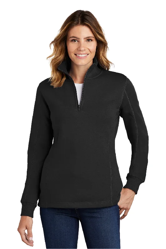 Sport-Tek Womens Shrink Resistant Fleece 1/4 Zip Sweatshirt - Black