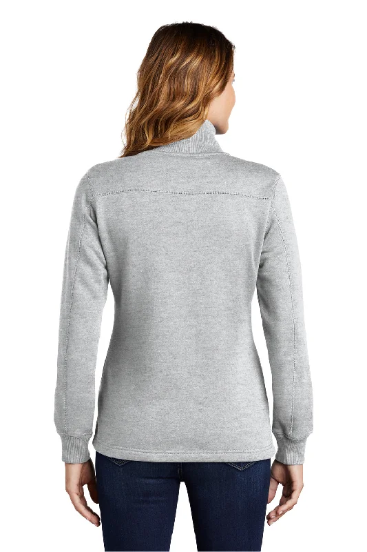 Sport-Tek Womens Shrink Resistant Fleece 1/4 Zip Sweatshirt - Heather Grey