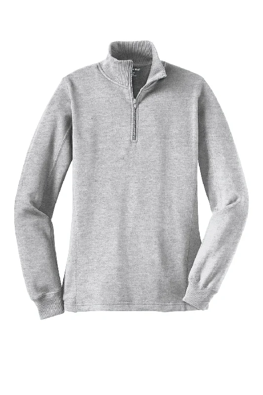 Sport-Tek Womens Shrink Resistant Fleece 1/4 Zip Sweatshirt - Heather Grey