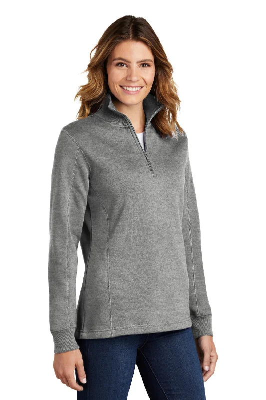 Sport-Tek Womens Shrink Resistant Fleece 1/4 Zip Sweatshirt - Heather Vintage Grey