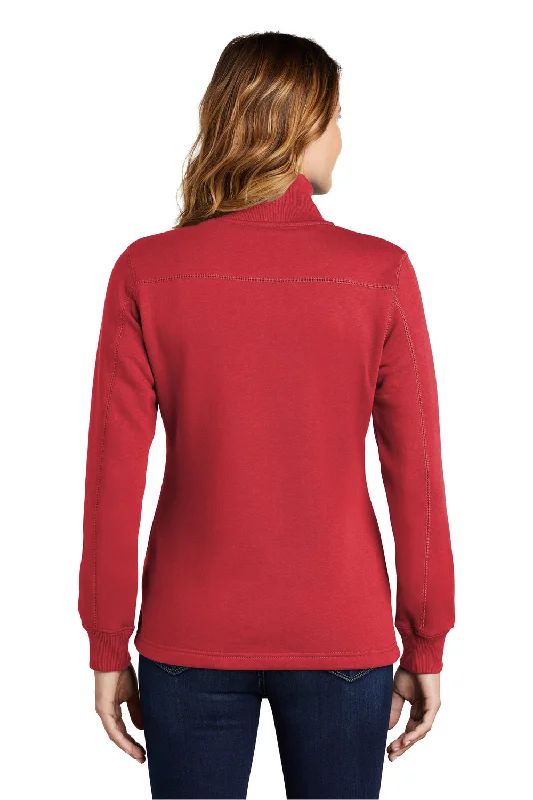 Sport-Tek Womens Shrink Resistant Fleece 1/4 Zip Sweatshirt - True Red