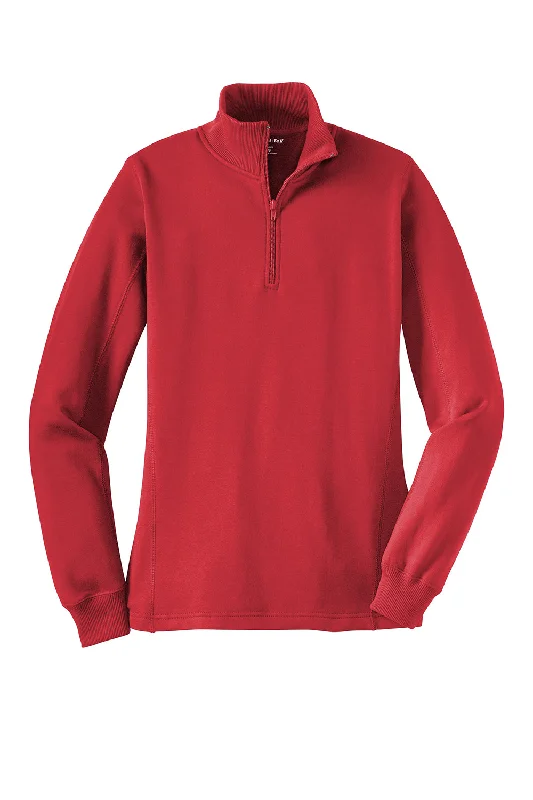 Sport-Tek Womens Shrink Resistant Fleece 1/4 Zip Sweatshirt - True Red