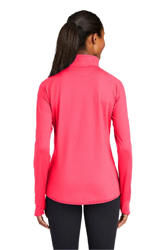 Sport-Tek Womens Sport-Wick Moisture Wicking 1/4 Zip Sweatshirt - Hot Coral Pink