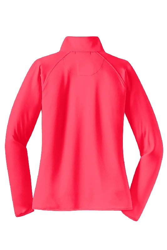 Sport-Tek Womens Sport-Wick Moisture Wicking 1/4 Zip Sweatshirt - Hot Coral Pink