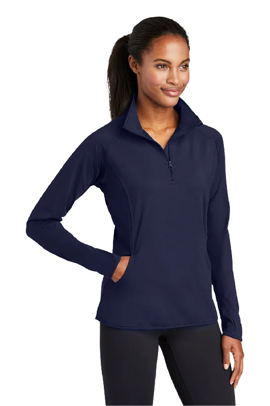 Sport-Tek Womens Sport-Wick Moisture Wicking 1/4 Zip Sweatshirt - True Navy Blue