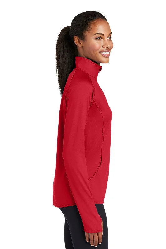 Sport-Tek Womens Sport-Wick Moisture Wicking 1/4 Zip Sweatshirt - True Red