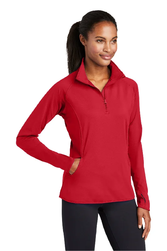 Sport-Tek Womens Sport-Wick Moisture Wicking 1/4 Zip Sweatshirt - True Red