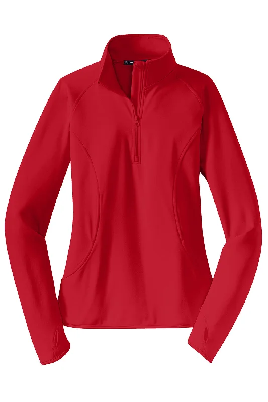 Sport-Tek Womens Sport-Wick Moisture Wicking 1/4 Zip Sweatshirt - True Red